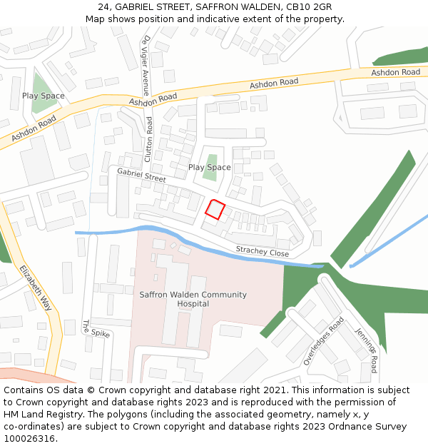 24, GABRIEL STREET, SAFFRON WALDEN, CB10 2GR: Location map and indicative extent of plot