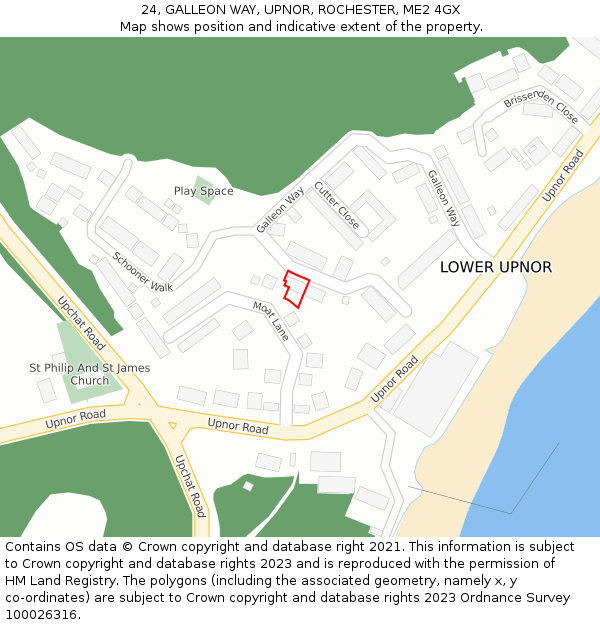 24, GALLEON WAY, UPNOR, ROCHESTER, ME2 4GX: Location map and indicative extent of plot