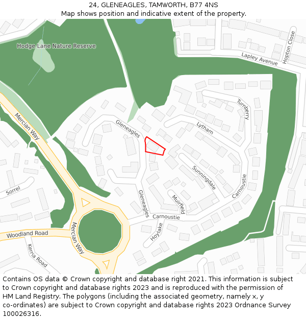 24, GLENEAGLES, TAMWORTH, B77 4NS: Location map and indicative extent of plot