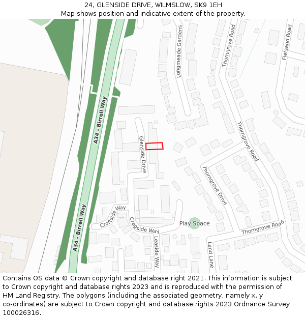 24, GLENSIDE DRIVE, WILMSLOW, SK9 1EH: Location map and indicative extent of plot