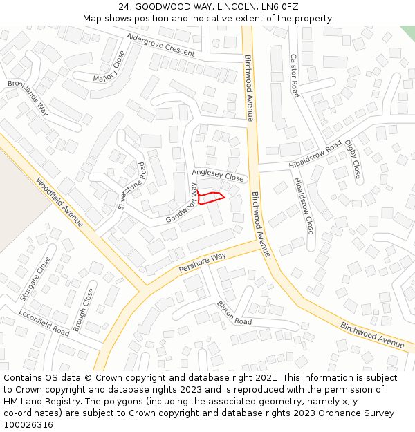 24, GOODWOOD WAY, LINCOLN, LN6 0FZ: Location map and indicative extent of plot