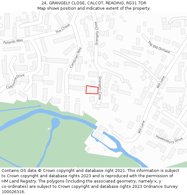 24, GRANGELY CLOSE, CALCOT, READING, RG31 7DR: Location map and indicative extent of plot
