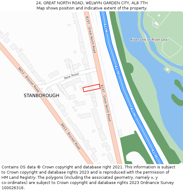 24, GREAT NORTH ROAD, WELWYN GARDEN CITY, AL8 7TH: Location map and indicative extent of plot