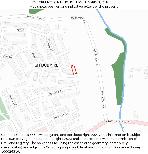 24, GREENMOUNT, HOUGHTON LE SPRING, DH4 5FB: Location map and indicative extent of plot