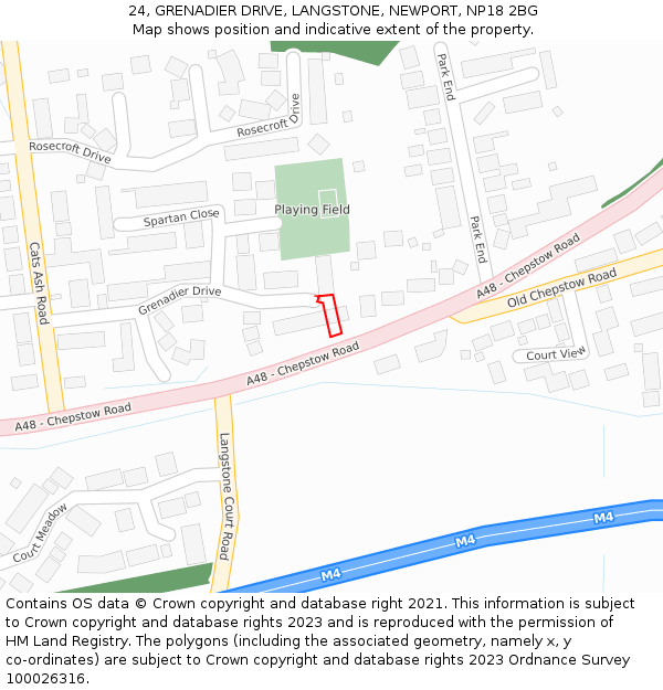 24, GRENADIER DRIVE, LANGSTONE, NEWPORT, NP18 2BG: Location map and indicative extent of plot