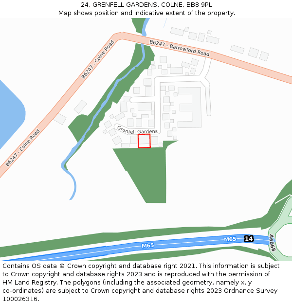 24, GRENFELL GARDENS, COLNE, BB8 9PL: Location map and indicative extent of plot