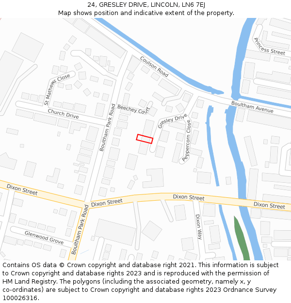 24, GRESLEY DRIVE, LINCOLN, LN6 7EJ: Location map and indicative extent of plot