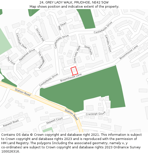 24, GREY LADY WALK, PRUDHOE, NE42 5QW: Location map and indicative extent of plot