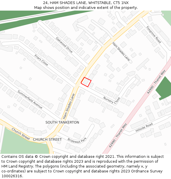 24, HAM SHADES LANE, WHITSTABLE, CT5 1NX: Location map and indicative extent of plot