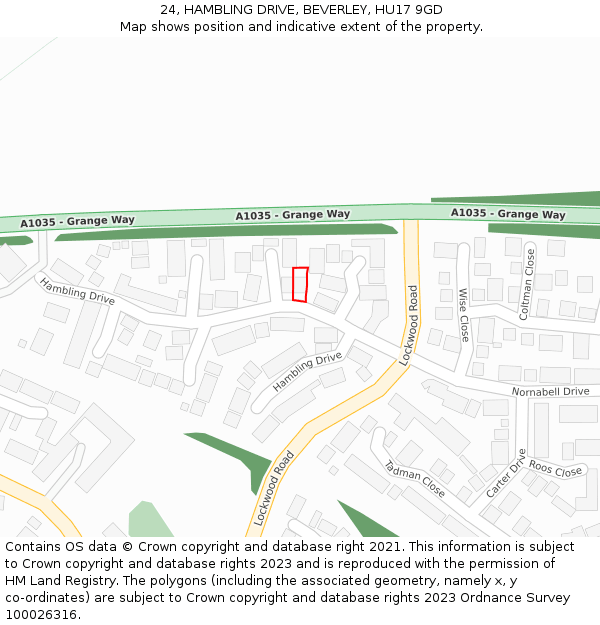 24, HAMBLING DRIVE, BEVERLEY, HU17 9GD: Location map and indicative extent of plot