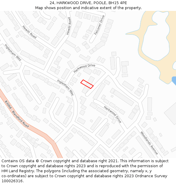 24, HARKWOOD DRIVE, POOLE, BH15 4PE: Location map and indicative extent of plot