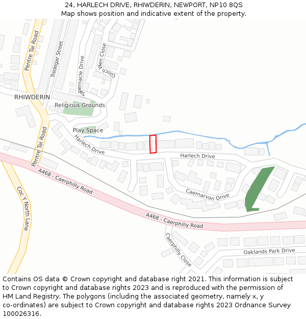 24, HARLECH DRIVE, RHIWDERIN, NEWPORT, NP10 8QS: Location map and indicative extent of plot