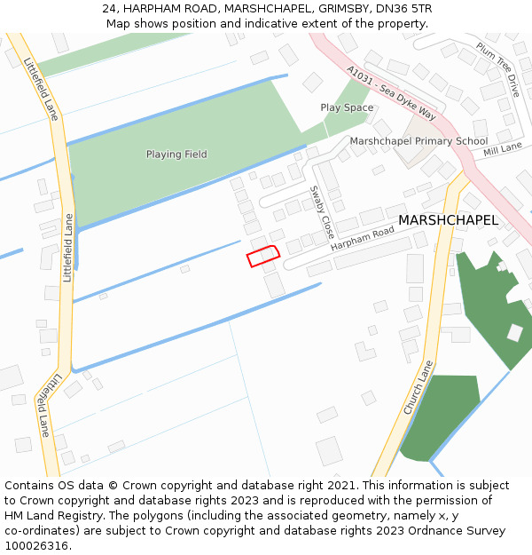 24, HARPHAM ROAD, MARSHCHAPEL, GRIMSBY, DN36 5TR: Location map and indicative extent of plot