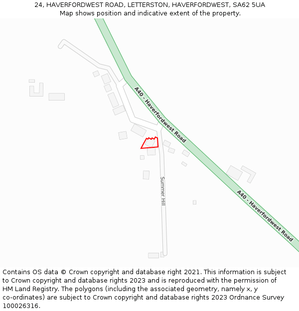 24, HAVERFORDWEST ROAD, LETTERSTON, HAVERFORDWEST, SA62 5UA: Location map and indicative extent of plot