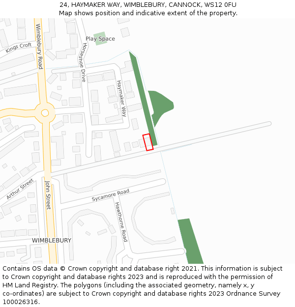 24, HAYMAKER WAY, WIMBLEBURY, CANNOCK, WS12 0FU: Location map and indicative extent of plot