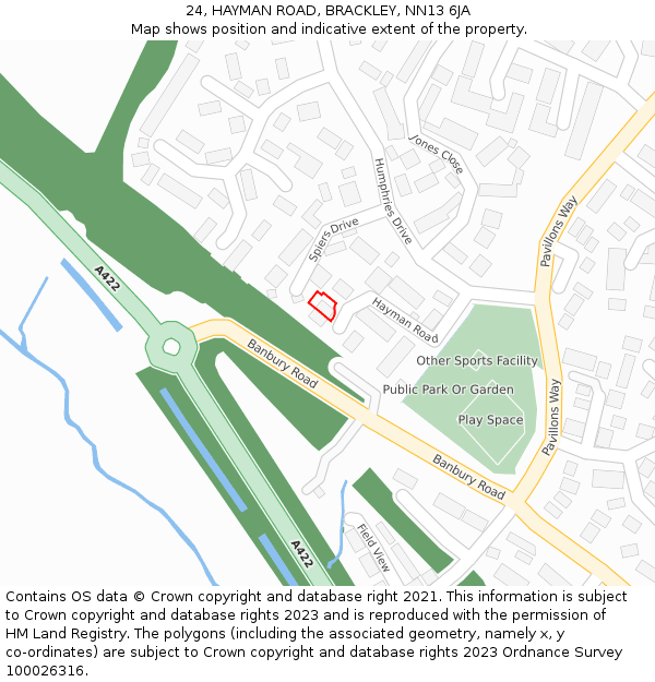 24, HAYMAN ROAD, BRACKLEY, NN13 6JA: Location map and indicative extent of plot