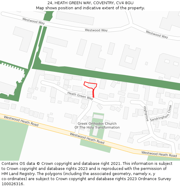 24, HEATH GREEN WAY, COVENTRY, CV4 8GU: Location map and indicative extent of plot