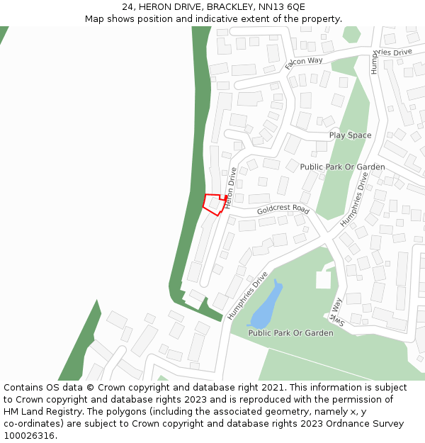 24, HERON DRIVE, BRACKLEY, NN13 6QE: Location map and indicative extent of plot