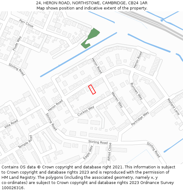 24, HERON ROAD, NORTHSTOWE, CAMBRIDGE, CB24 1AR: Location map and indicative extent of plot