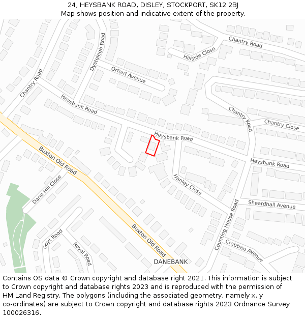 24, HEYSBANK ROAD, DISLEY, STOCKPORT, SK12 2BJ: Location map and indicative extent of plot