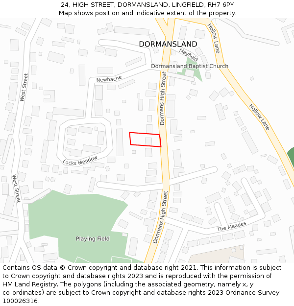 24, HIGH STREET, DORMANSLAND, LINGFIELD, RH7 6PY: Location map and indicative extent of plot