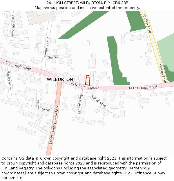 24, HIGH STREET, WILBURTON, ELY, CB6 3RB: Location map and indicative extent of plot