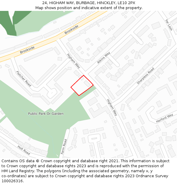 24, HIGHAM WAY, BURBAGE, HINCKLEY, LE10 2PX: Location map and indicative extent of plot