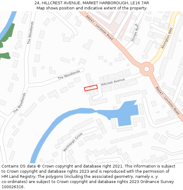 24, HILLCREST AVENUE, MARKET HARBOROUGH, LE16 7AR: Location map and indicative extent of plot
