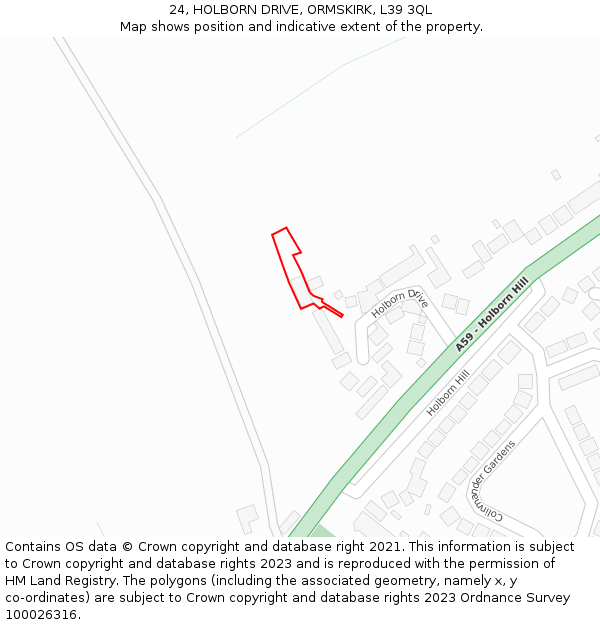 24, HOLBORN DRIVE, ORMSKIRK, L39 3QL: Location map and indicative extent of plot