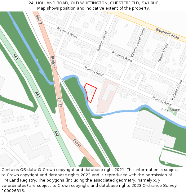 24, HOLLAND ROAD, OLD WHITTINGTON, CHESTERFIELD, S41 9HF: Location map and indicative extent of plot