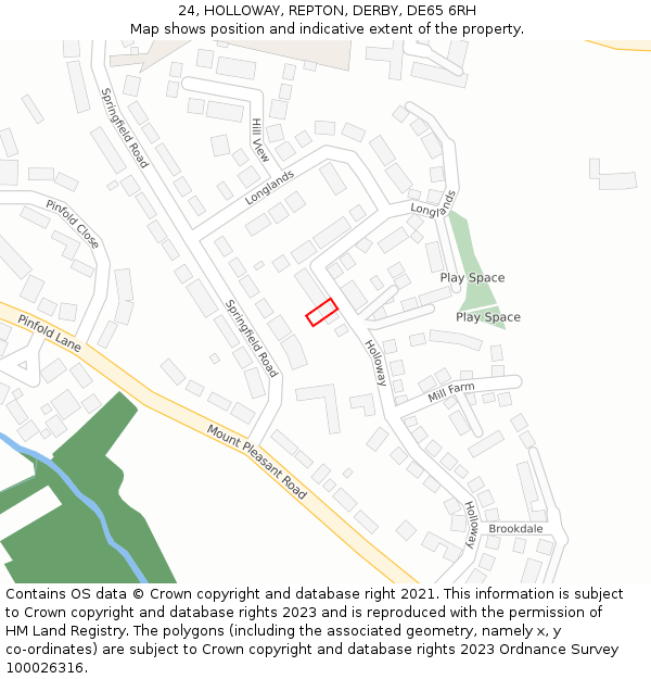 24, HOLLOWAY, REPTON, DERBY, DE65 6RH: Location map and indicative extent of plot