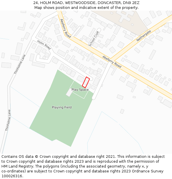 24, HOLM ROAD, WESTWOODSIDE, DONCASTER, DN9 2EZ: Location map and indicative extent of plot