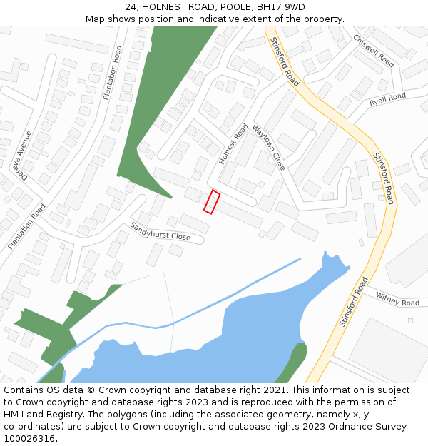 24, HOLNEST ROAD, POOLE, BH17 9WD: Location map and indicative extent of plot