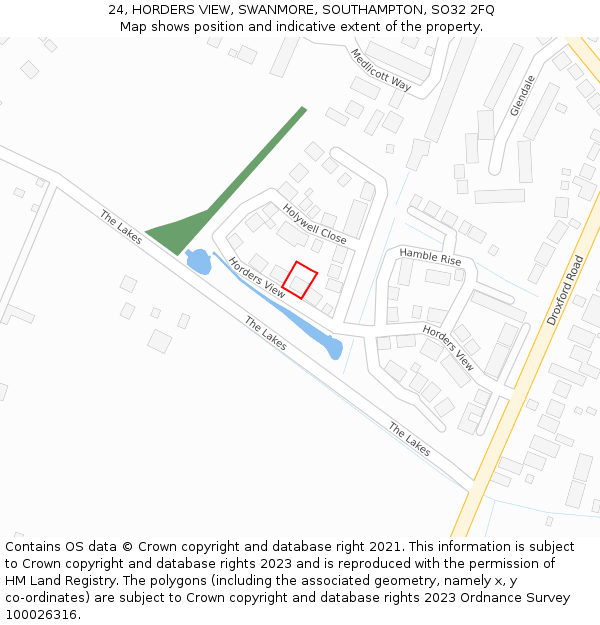 24, HORDERS VIEW, SWANMORE, SOUTHAMPTON, SO32 2FQ: Location map and indicative extent of plot