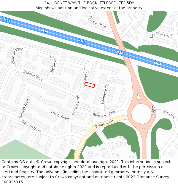 24, HORNET WAY, THE ROCK, TELFORD, TF3 5DY: Location map and indicative extent of plot