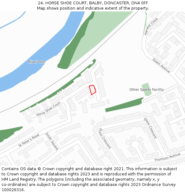 24, HORSE SHOE COURT, BALBY, DONCASTER, DN4 0FF: Location map and indicative extent of plot