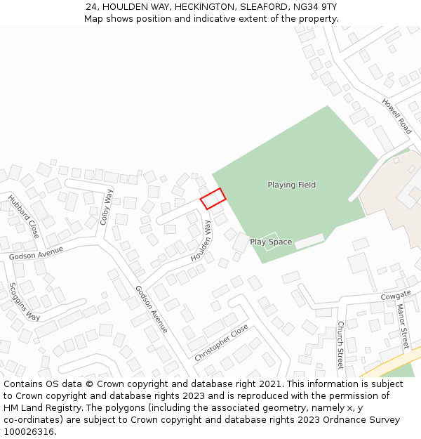 24, HOULDEN WAY, HECKINGTON, SLEAFORD, NG34 9TY: Location map and indicative extent of plot