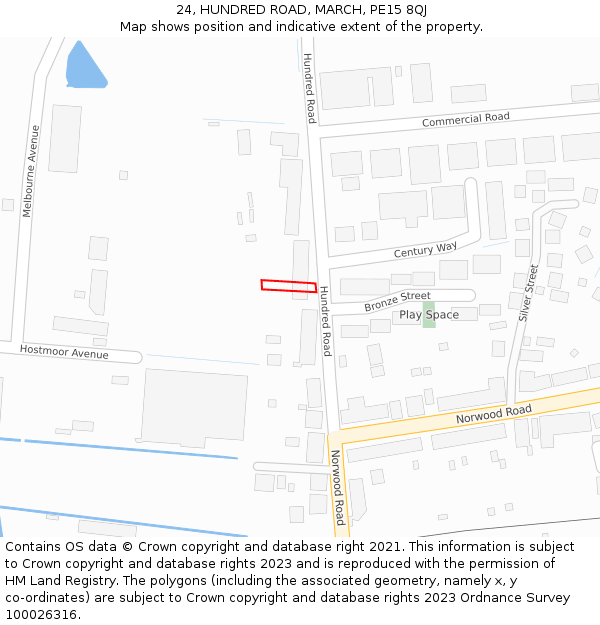 24, HUNDRED ROAD, MARCH, PE15 8QJ: Location map and indicative extent of plot