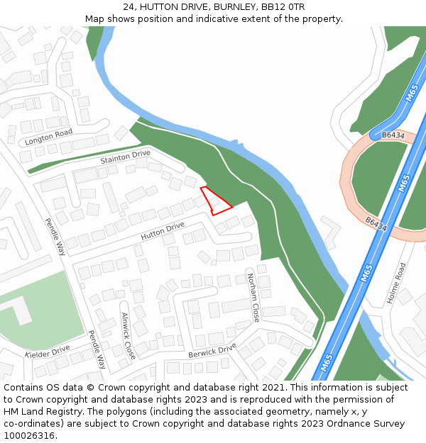 24, HUTTON DRIVE, BURNLEY, BB12 0TR: Location map and indicative extent of plot