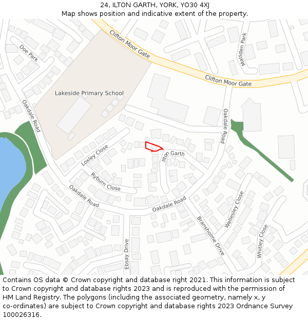 24, ILTON GARTH, YORK, YO30 4XJ: Location map and indicative extent of plot