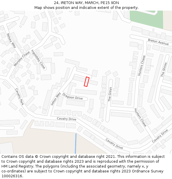 24, IRETON WAY, MARCH, PE15 9DN: Location map and indicative extent of plot