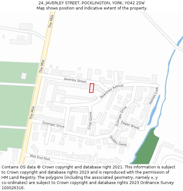 24, JAVERLEY STREET, POCKLINGTON, YORK, YO42 2SW: Location map and indicative extent of plot