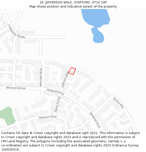 24, JEFFERSON WALK, STAFFORD, ST16 1WF: Location map and indicative extent of plot