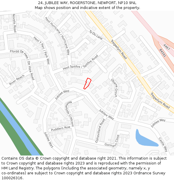 24, JUBILEE WAY, ROGERSTONE, NEWPORT, NP10 9NL: Location map and indicative extent of plot