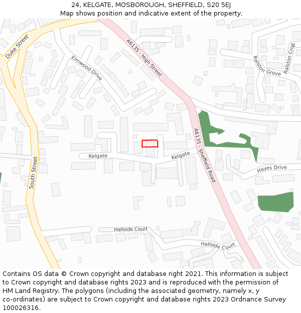 24, KELGATE, MOSBOROUGH, SHEFFIELD, S20 5EJ: Location map and indicative extent of plot