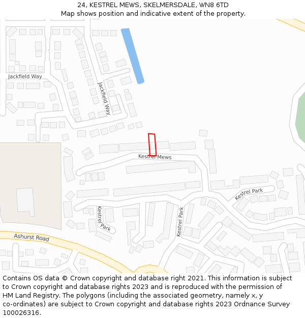 24, KESTREL MEWS, SKELMERSDALE, WN8 6TD: Location map and indicative extent of plot