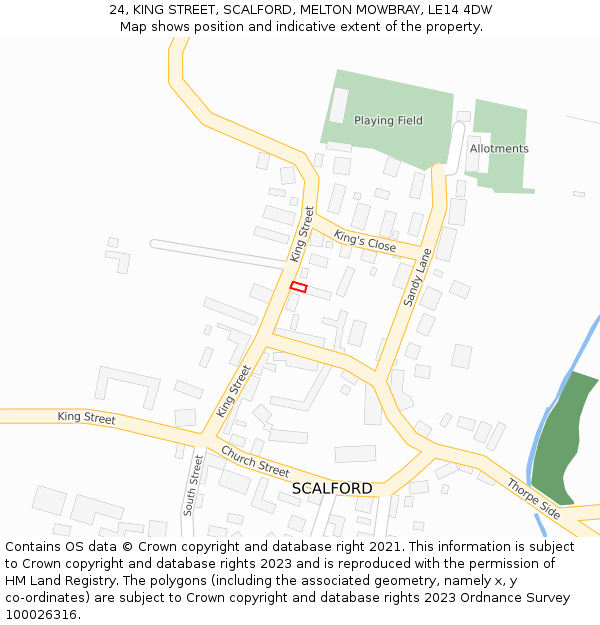 24, KING STREET, SCALFORD, MELTON MOWBRAY, LE14 4DW: Location map and indicative extent of plot