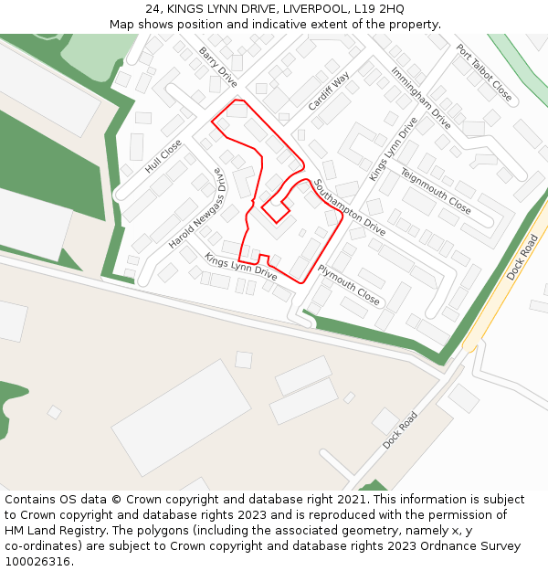 24, KINGS LYNN DRIVE, LIVERPOOL, L19 2HQ: Location map and indicative extent of plot