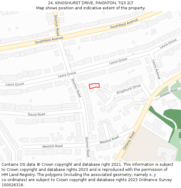 24, KINGSHURST DRIVE, PAIGNTON, TQ3 2LT: Location map and indicative extent of plot