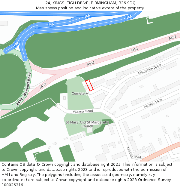 24, KINGSLEIGH DRIVE, BIRMINGHAM, B36 9DQ: Location map and indicative extent of plot